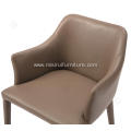 Dark khaki faux leather cotton linen chairs